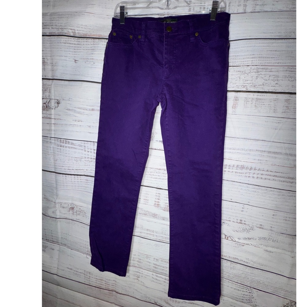 Lauren Ralph Lauren Petite Purple Straight Leg Stretch Pants 8P Lauren Jeans Co